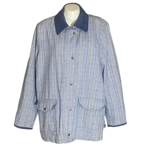 Denim & Co. Plaid Chore Coat Quilted Lining Zip & Snap Closure Sz 1X - Picture 1 of 8